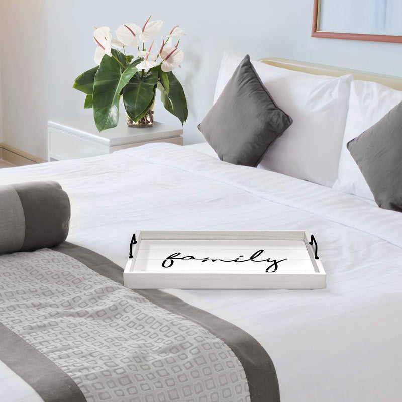Elegant Designs HG2000-WFM Decorative Wood Serving Tray w/Handles, 15.50" x 12", Family - Image 4